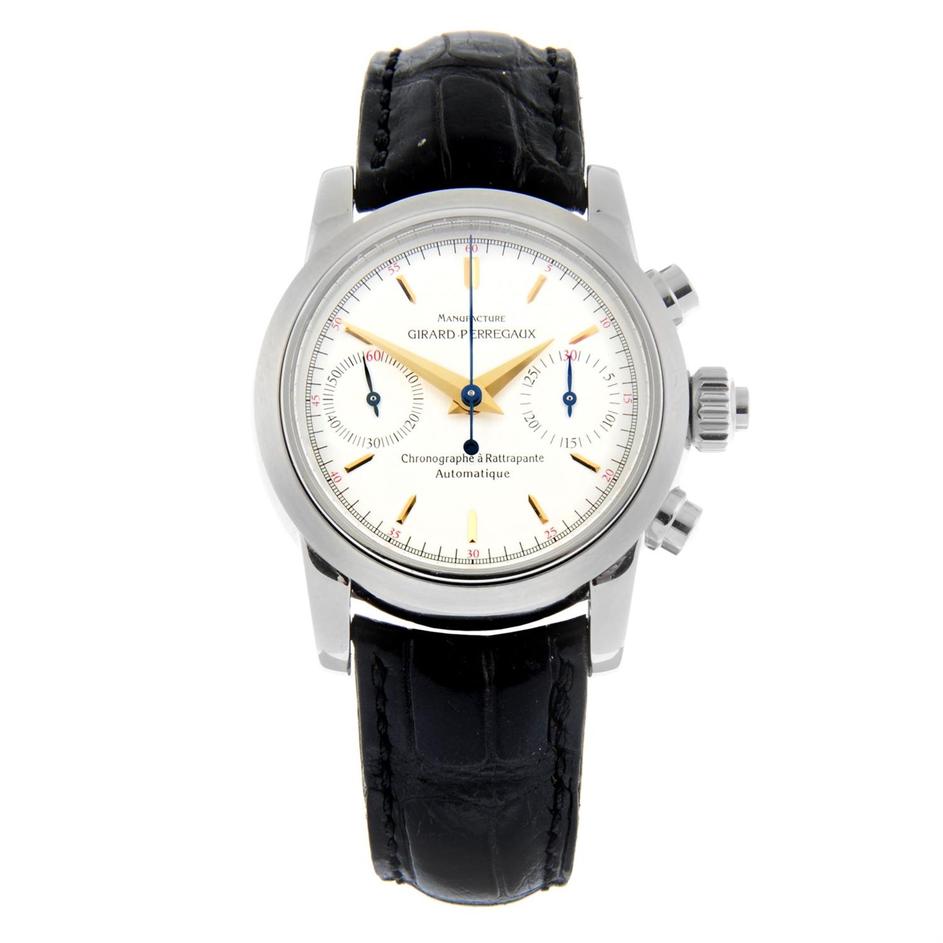 GIRARD-PERREGAUX - a stainless steel Rattrapante chronograph wrist watch, 38mm.