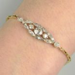 An early 20th century platinum and gold vari-cut diamond bracelet.