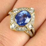 A sapphire and brilliant-cut diamond dress ring.