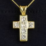 An 18ct gold square-shape diamond crucifix pendant, by Theo Fennell.