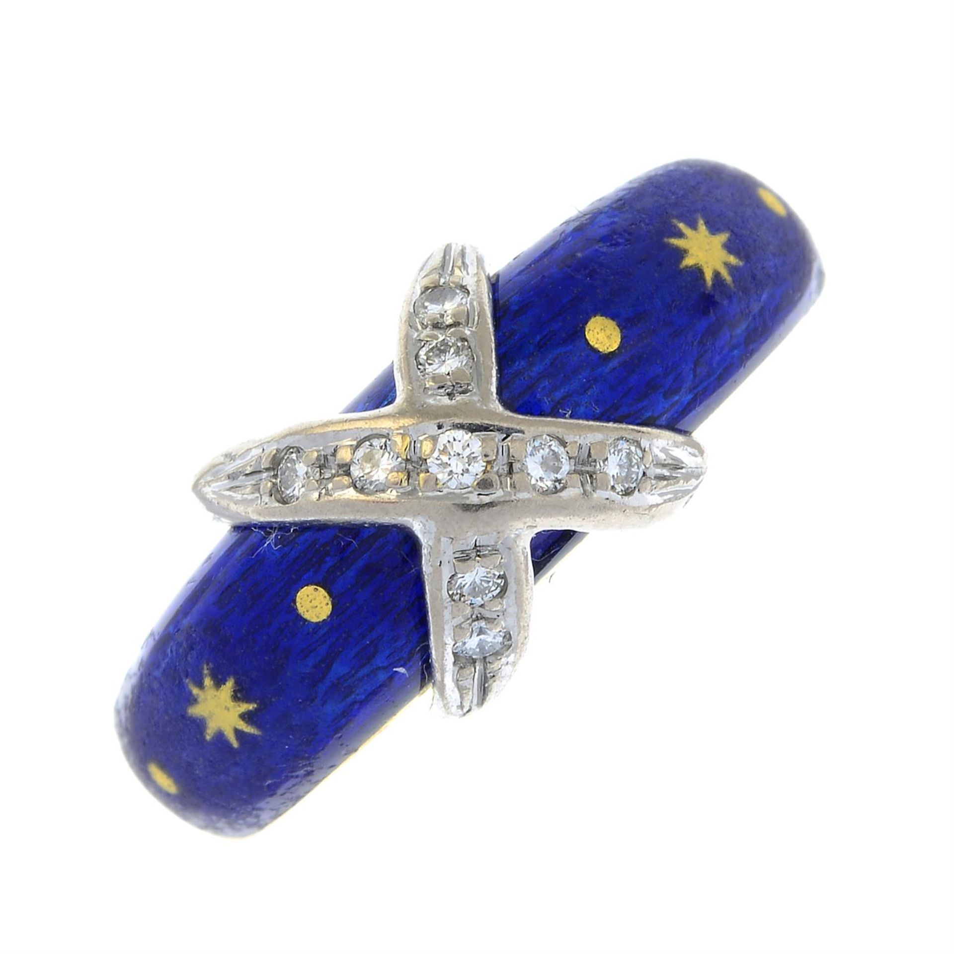 A limited edition diamond and blue enamel ring, by Victor Mayer for Fabergé. - Bild 2 aus 5