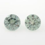 A pair of circular-shape synthetic moissanites, total weight 8.89cts.