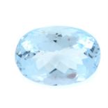 An oval shape aquamarine, weighing 19.92ct