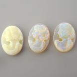 Three oval shape opal cameos, weighing 10.26ct