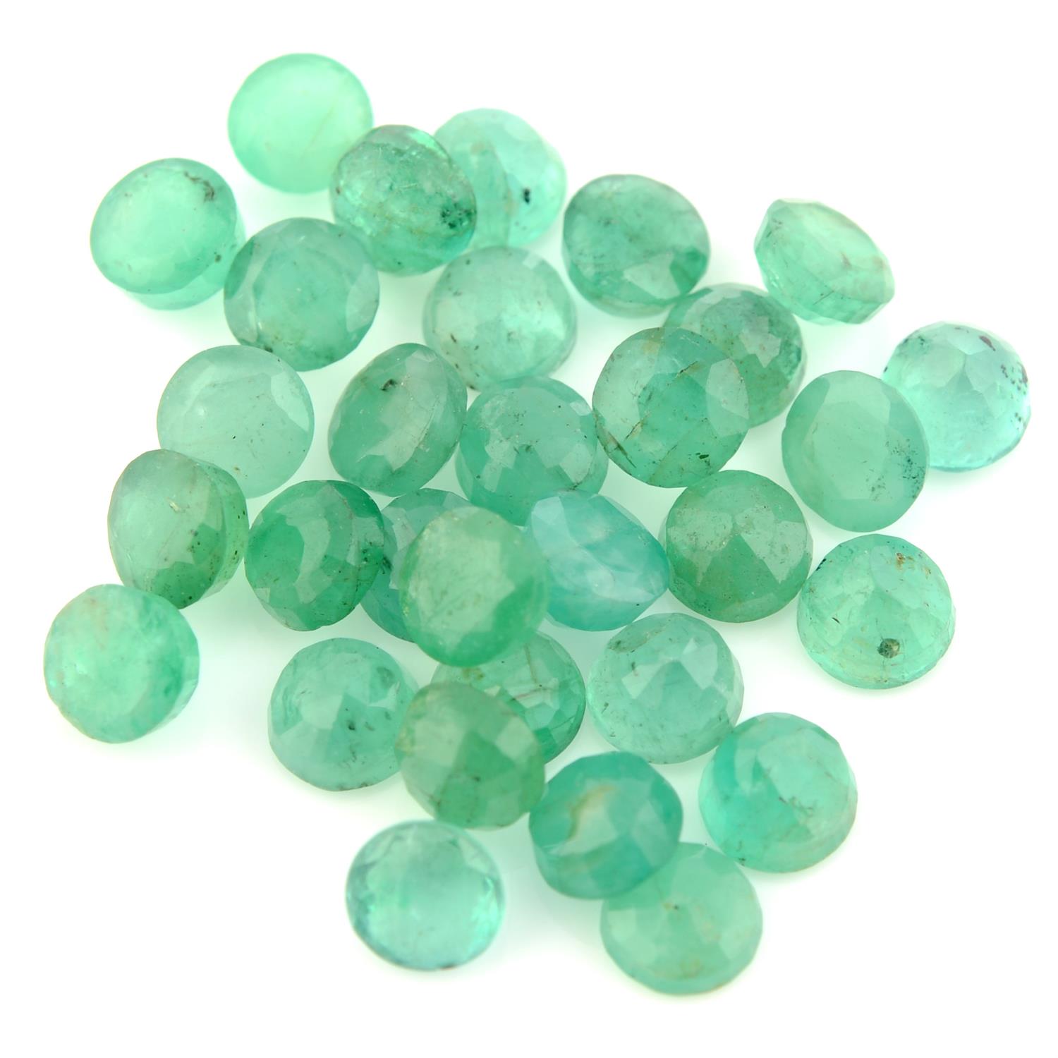 Selection of circular shape emeralds, weighing 30ct