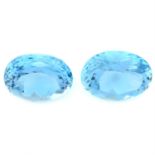 Pair of oval shape topazes, weighing 72.41ct