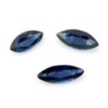 Selection of marquise shape sapphires, weighing 10.56ct