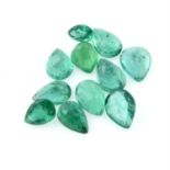 Selection of pear shape emeralds, weighing 11.17ct