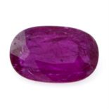 An oval shape ruby, weighing 6.57ct