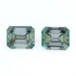 A pair of rectangular-shape synthetic green moissanite, total weight 5.42cts.