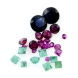 Selection of rubies, sapphires and emeralds, weighing 26.5ct