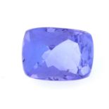 A cushion cut tanzanite, weighing 3.28ct