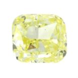 A rectangular shape fancy yellow diamond, weighing 0.48ct