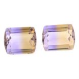 Pair of fancy shape ametrines, weighing 18.91ct