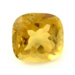 A cushion cut citrine, weighing 21.06ct