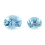 Two oval shape aquamarines, weighing 2.12ct