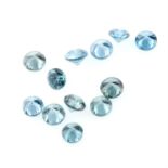 Selection of circular shape 'blue' diamonds, weighing 0.94ct