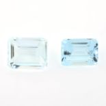 Eight rectangular shape aquamarines, weighing 22.53ct