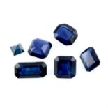 Nineteen rectangular shape blue sapphire, weighing 9.77ct