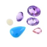 Selection of gemstones, weighing 12.20ct. Including an opal, a turquoise, three amethysts and a