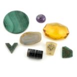 Selection of gemstones, weighing 762grams. To include malachite, agates, topaz and other gemstones