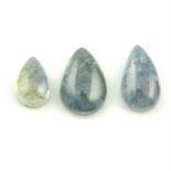 Three pear shape sapphire cabochon, weighing 25.33ct