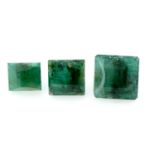 Three fancy shape emeralds, weighing 8.43ct