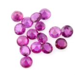 Selection of circular shape rubies, weighing 8.26ct