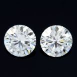 Pair of circular shape synthetic moissanites, weighing 4.22ct