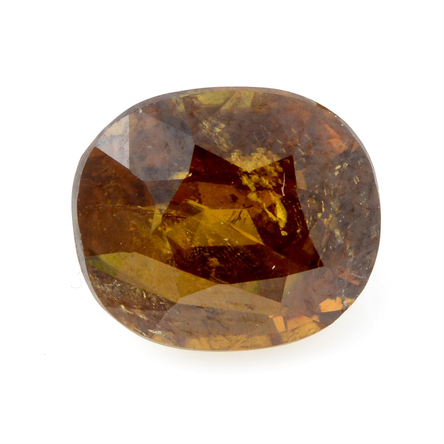 A cushion cut sphene, weighing 2ct