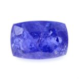 A cushion cut tanzanite, weighing 29.28ct