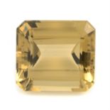 A rectangular shape citrine, weighing 71.07ct