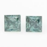 A pair of square-shape synthetic green moissanite, total weight 4.26cts.