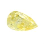A pear shape fancy intense yellow diamond, weighing 0.45ct