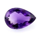 A pear shape amethyst, weighing 30.52ct