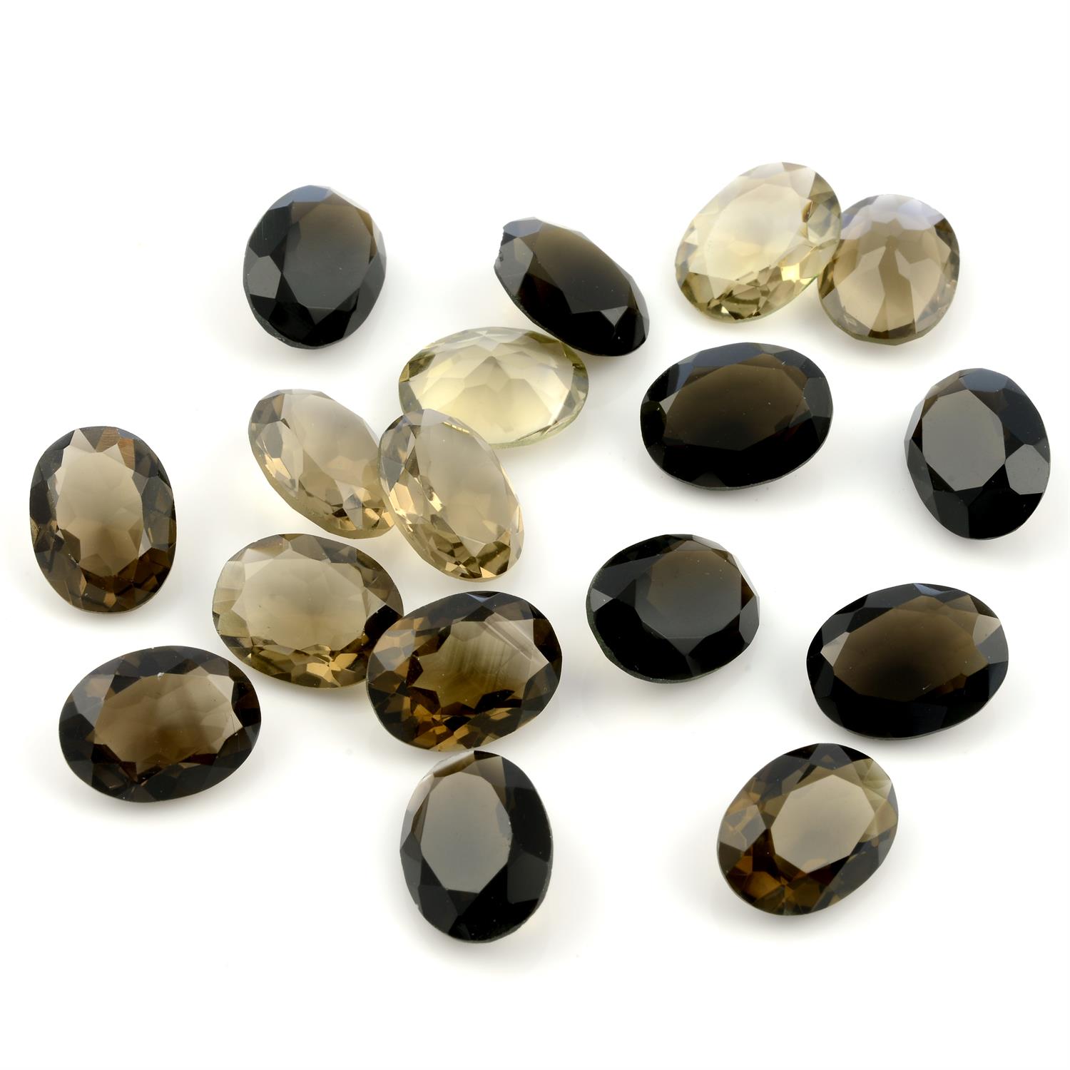 Selection of vari-shape smoky quartzes, 240grams