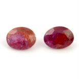 Two oval shape rubies, weighing 3.98ct