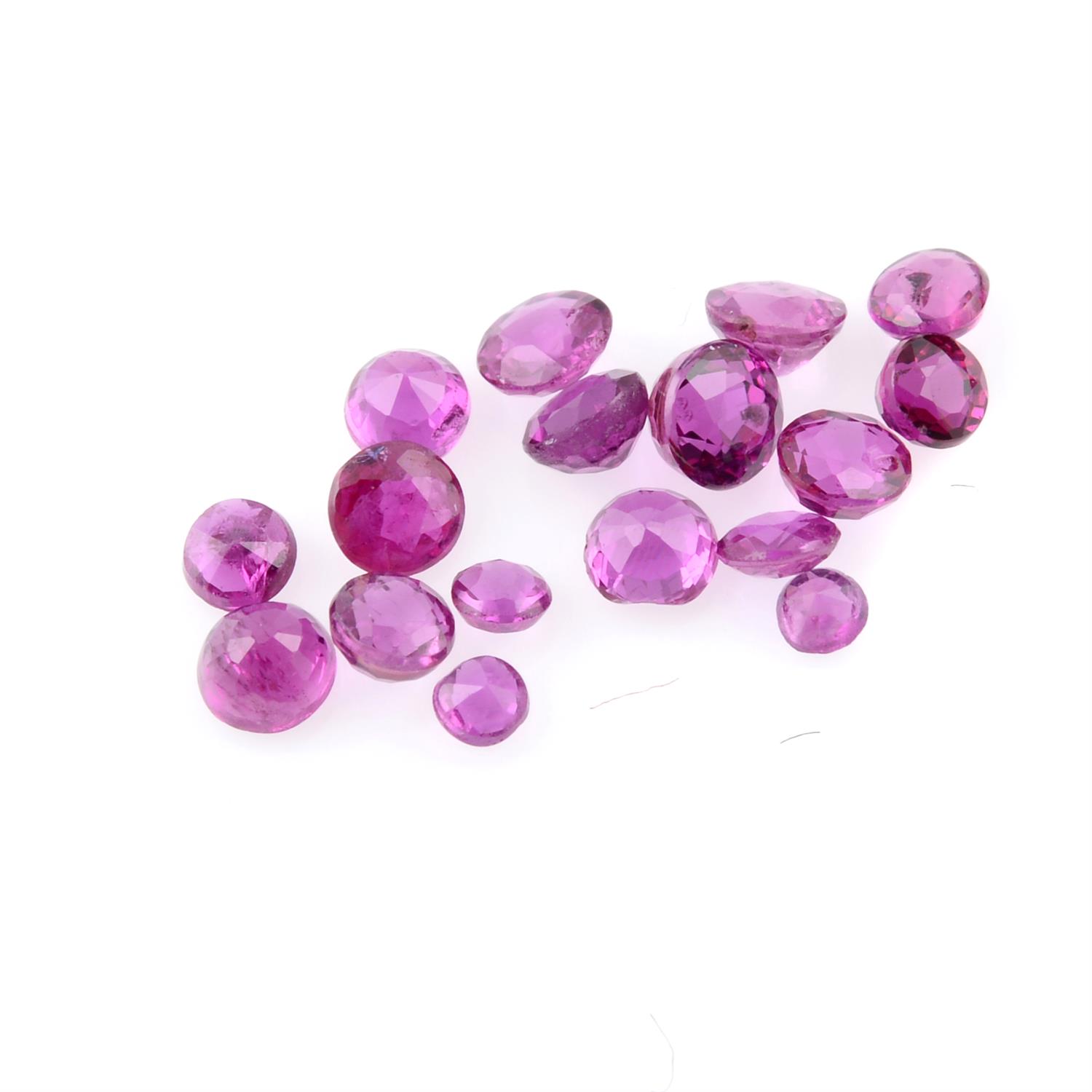 Selection of circular shape rubies, weighing 12.19ct