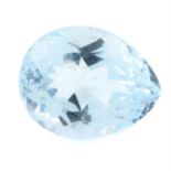 A pear shape aquamarine, weighing 12.05ct