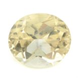 An oval shape scapolite, weighing 14.88ct