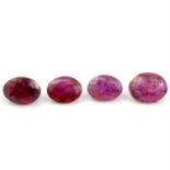 Four oval shape rubies, weighing 17.93ct