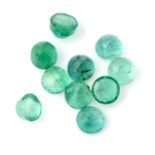 Selection of circular shape emeralds, weighing 20ct