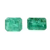 Two rectangular shape emeralds, weighing 1.40ct