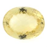 An oval shape citrine, weighing 71.22ct