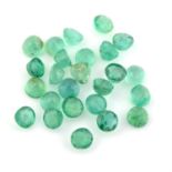 Selection of circular shape emeralds, weighing 20ct