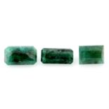 Three fancy shape emeralds, weighing 7.97ct