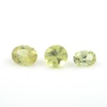 Three vari-shape chrysoberyl, weighing 2.77ct