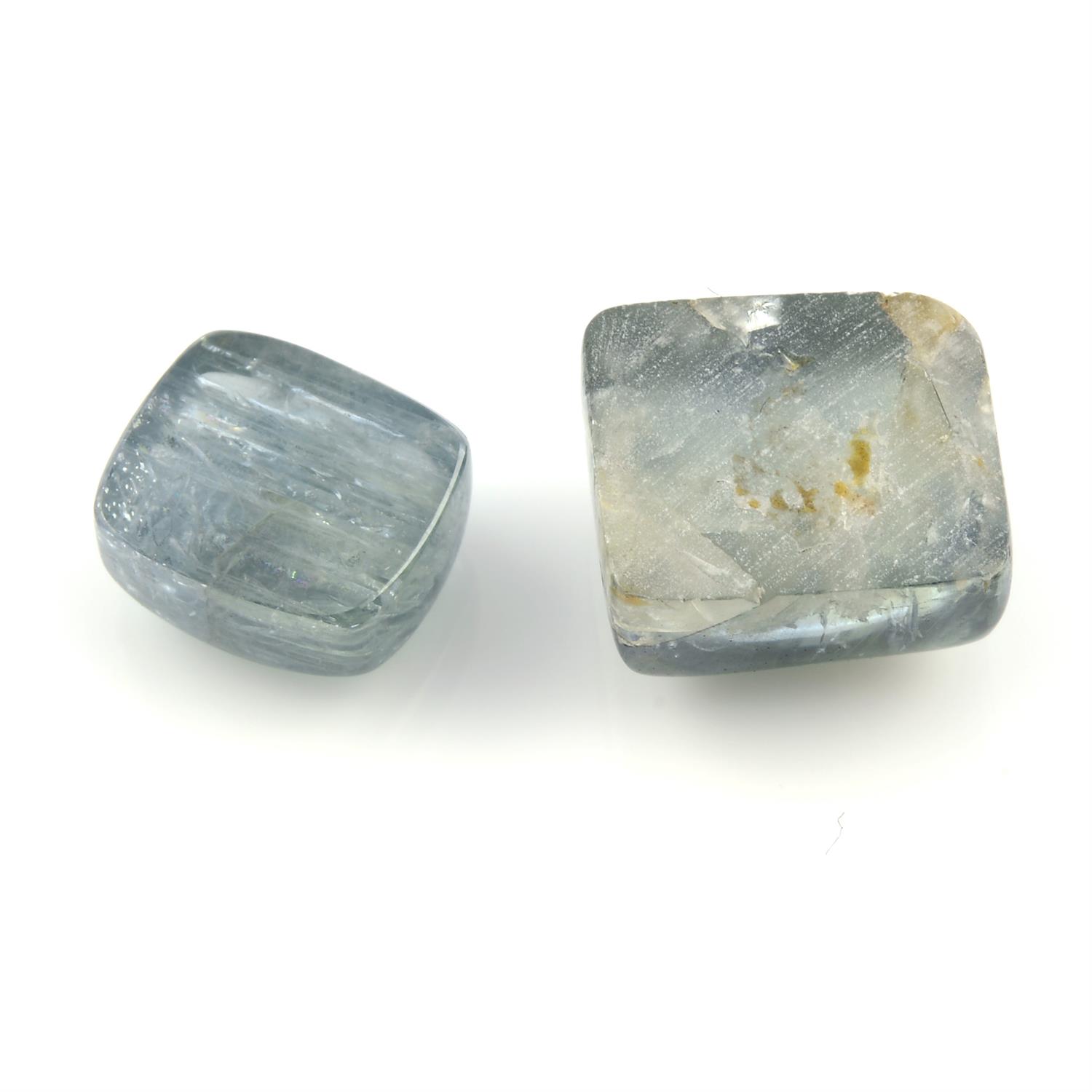 Two rectangular shape sapphire cabochons, weighing 23.86ct - Image 2 of 2