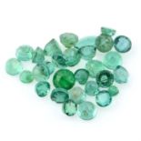 Selection of circular shape emeralds, weighing 38.46ct