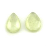 Two pear shape sapphire cabochons, weighing 10.79ct